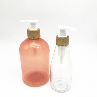 New design soap pump plastic wooden effect dispenser pump with smooth closure